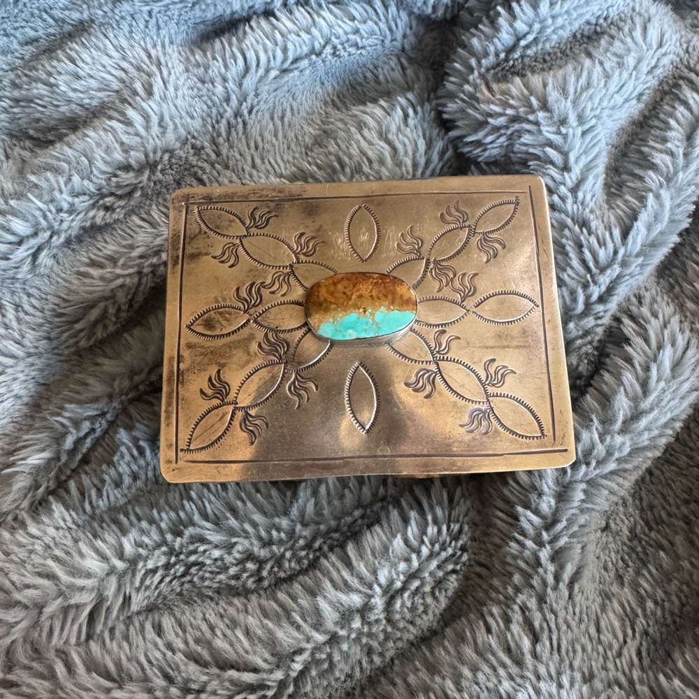 Vintage silverTrinket Box with Turquoise Stone